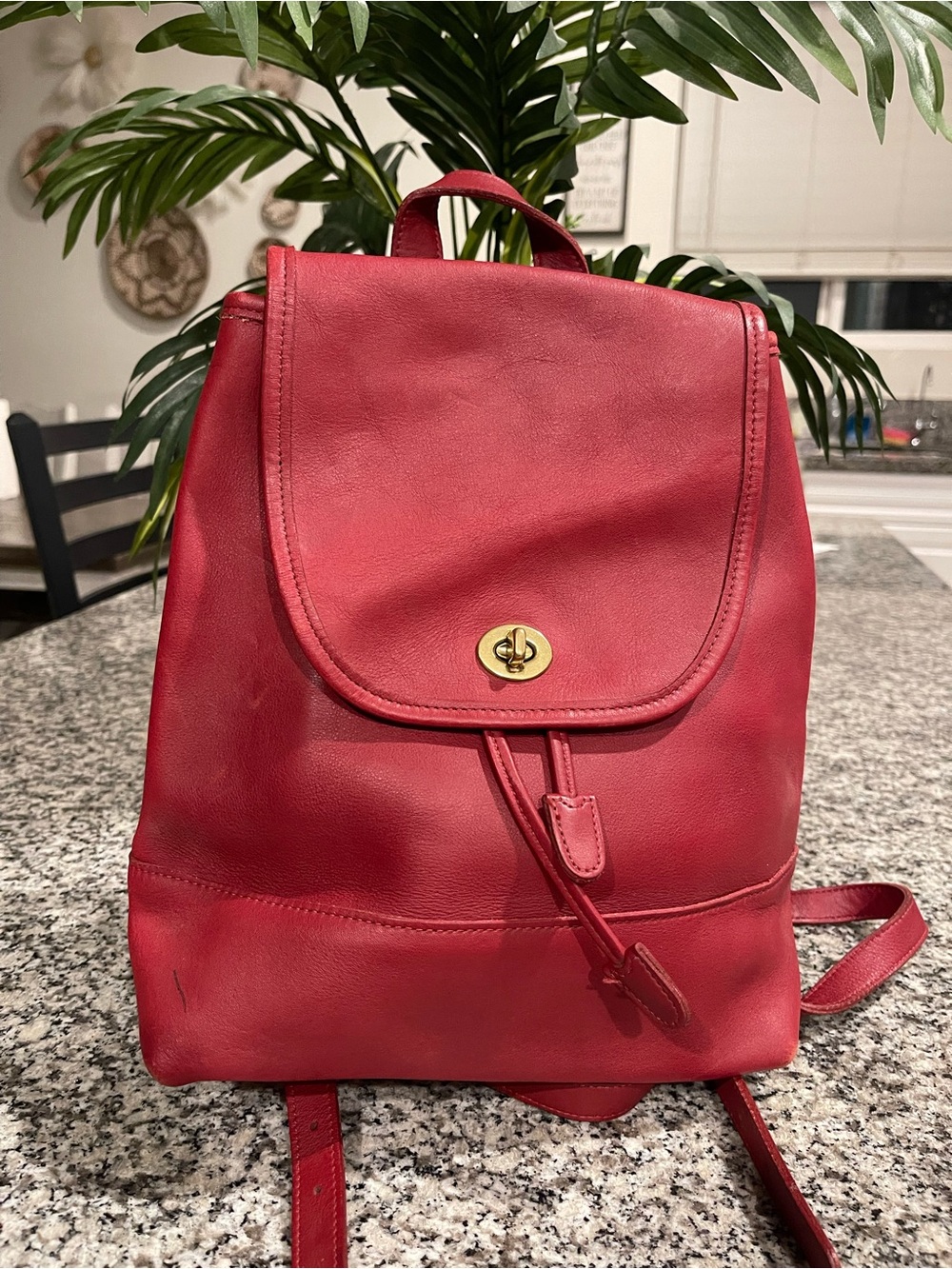 vintage coach large red drawstring backpack